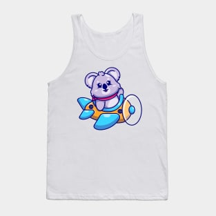 Cute baby koala driving plane cartoon Tank Top